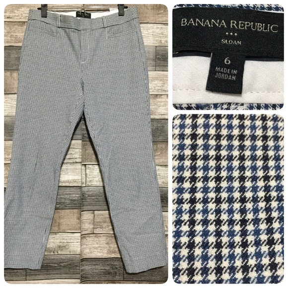 Banana Republic Sloan Houndstooth Plaid Pants Women’s 6 (Inseam 27) - Picture 1 of 10